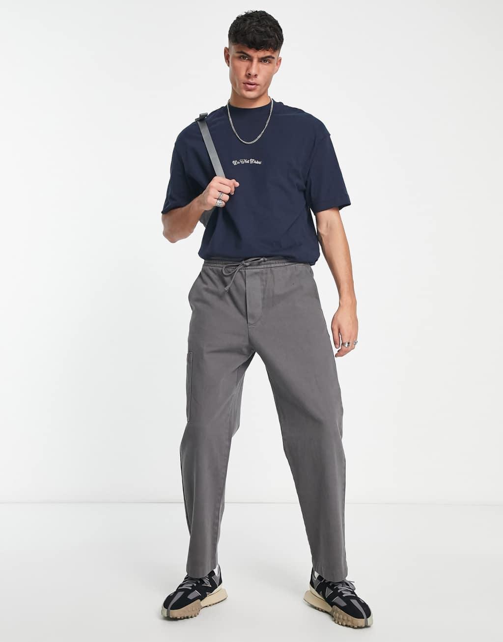 Jack & Jones Originals oversized t-shirt with script back print in navy  Product Image
