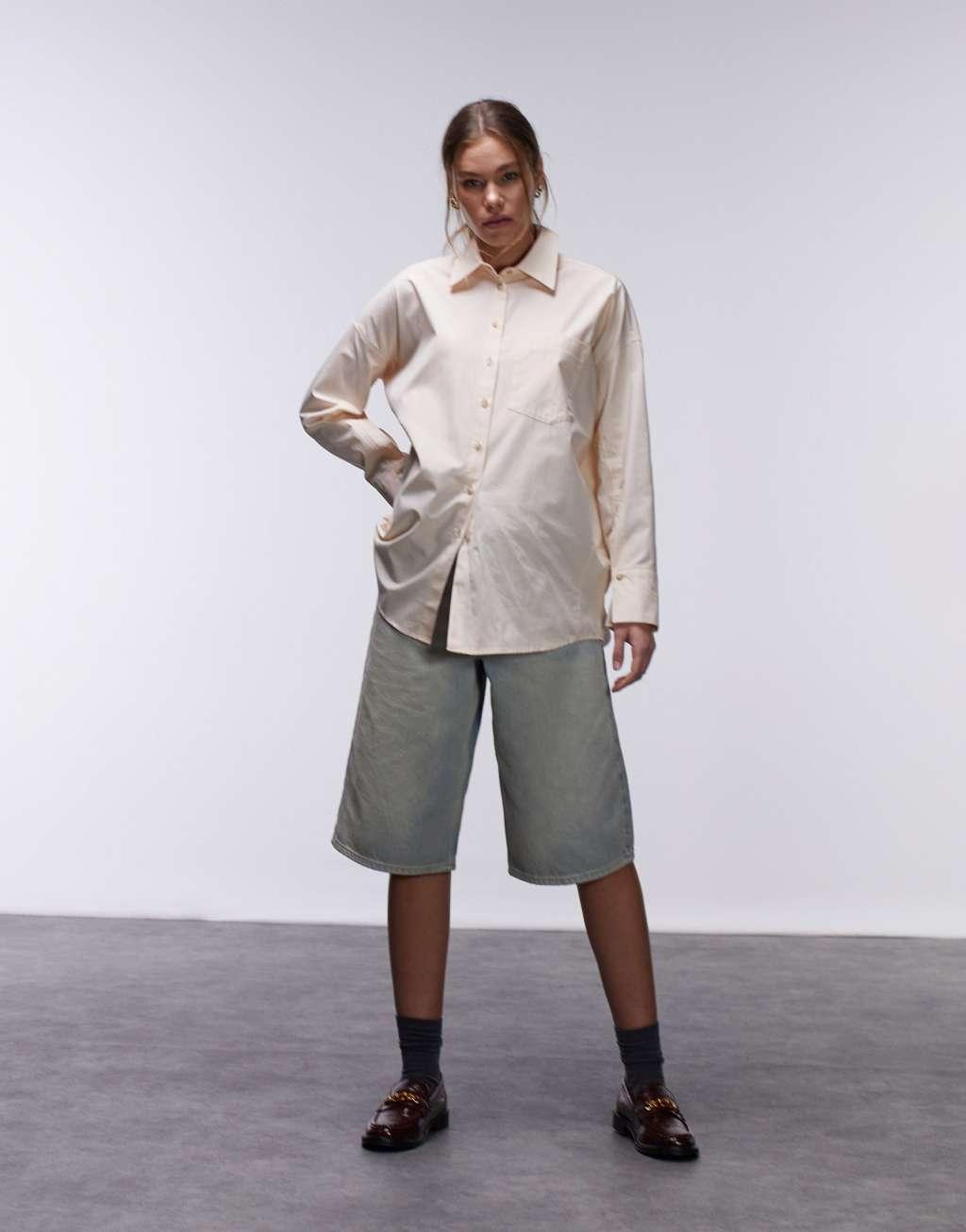 Topshop oversized poplin shirt Product Image