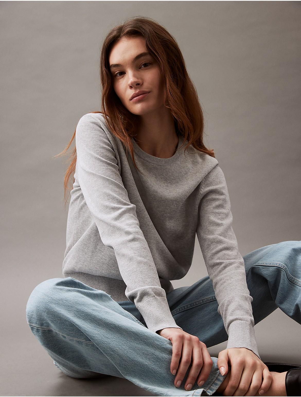 Calvin Klein Women's Smooth Cotton Sweater - White - XL Product Image