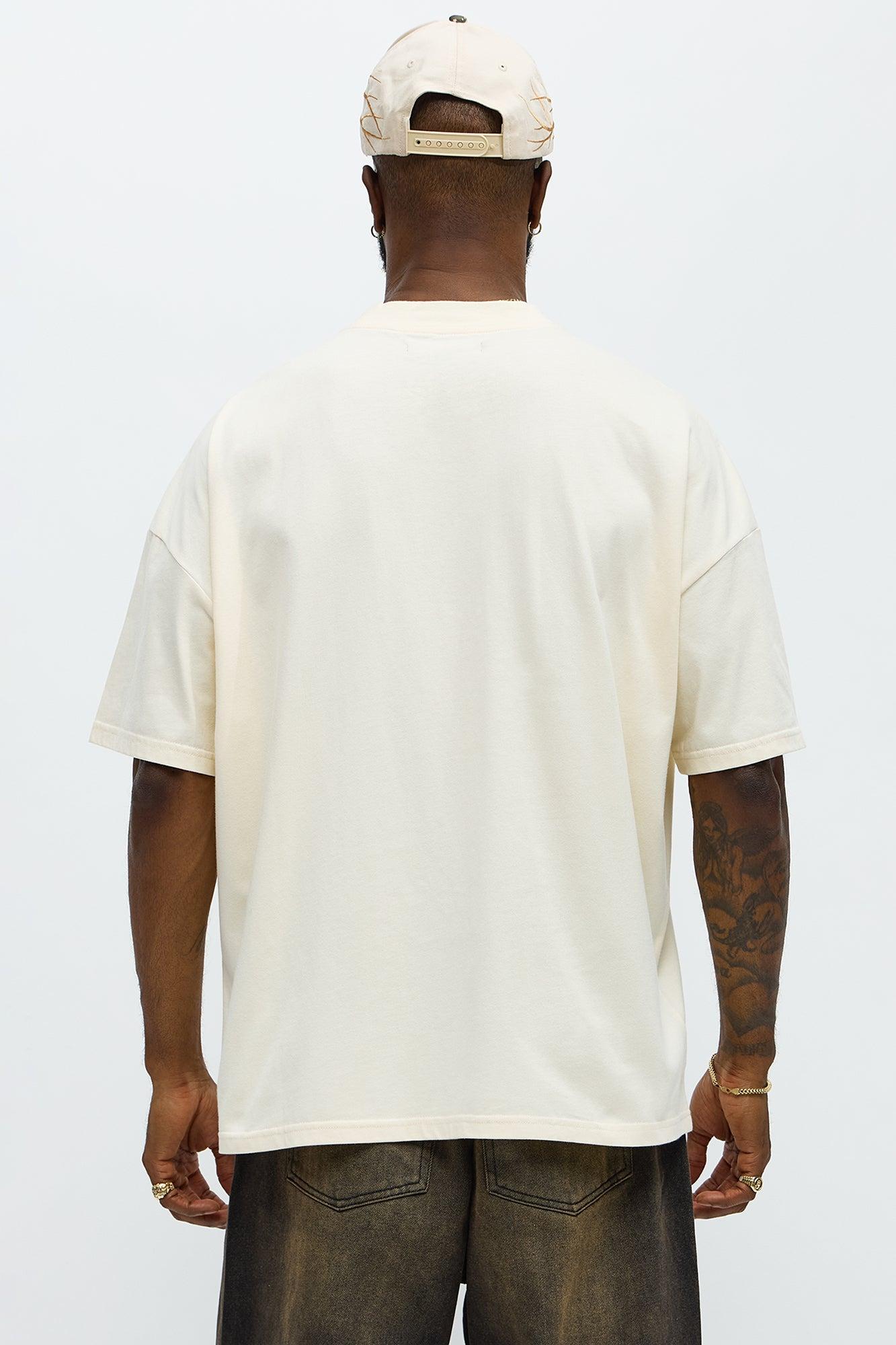 Oversized Mini Embroidery Heavy Weight Boxy tee - Cream Product Image