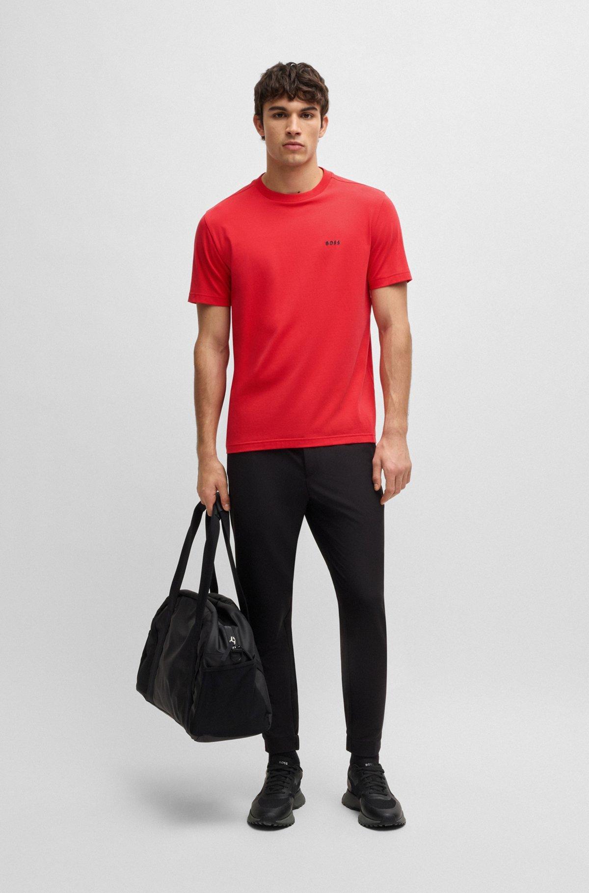 Stretch-cotton regular-fit T-shirt with contrast logo Product Image