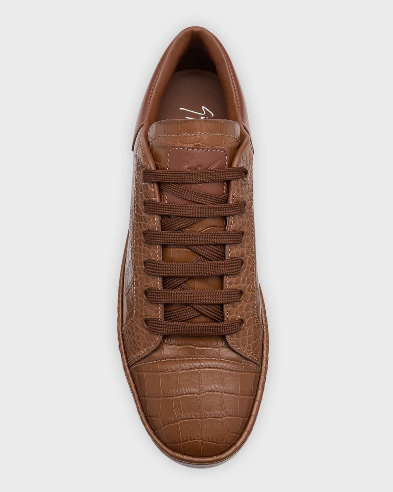 Men's Brazileiro Croc-Effect Leather Low-Top Sneakers Product Image