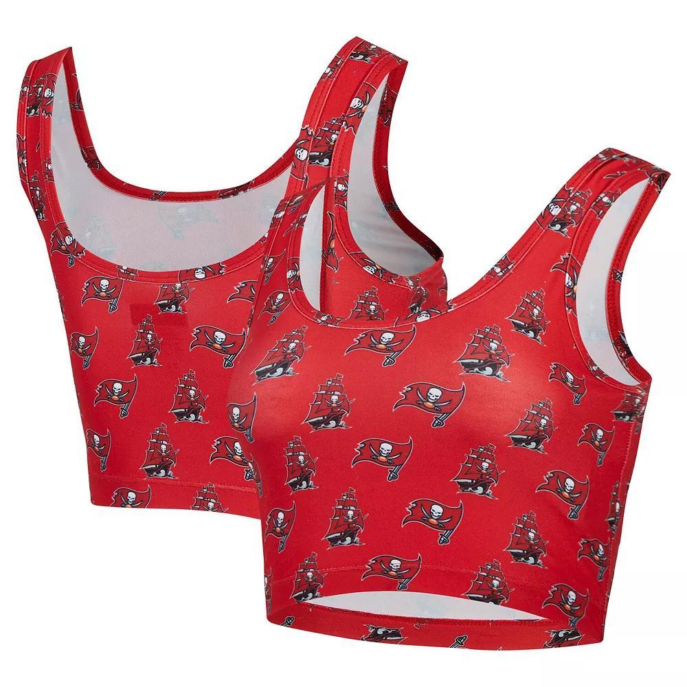 Women's Concepts Sport Red Tampa Bay Buccaneers Record Allover Print Bralette, Size: Medium Product Image