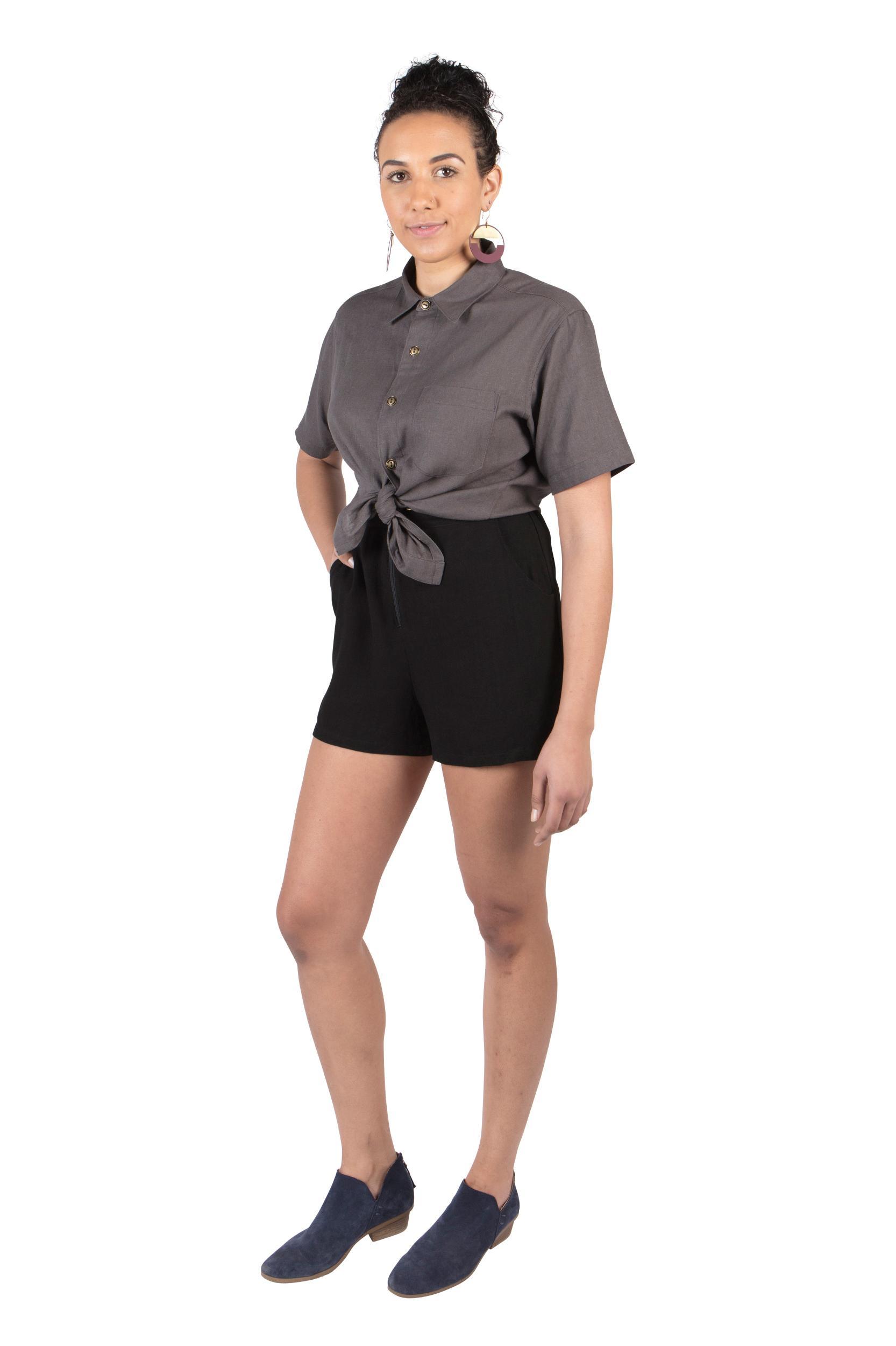 Unisex Button Up in Ash Linen Product Image
