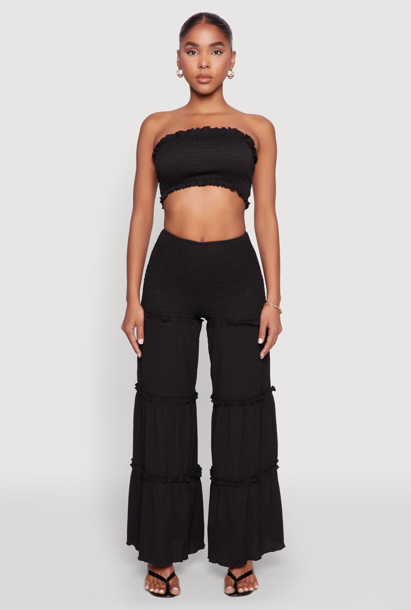Womens Ruffle Hem Smocked Tube Top Product Image