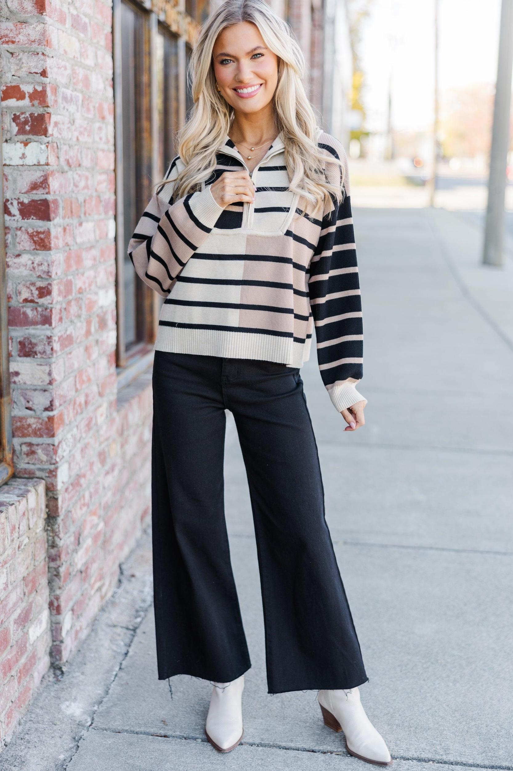 Always The Way Ecru Multi Striped Sweater Female Product Image