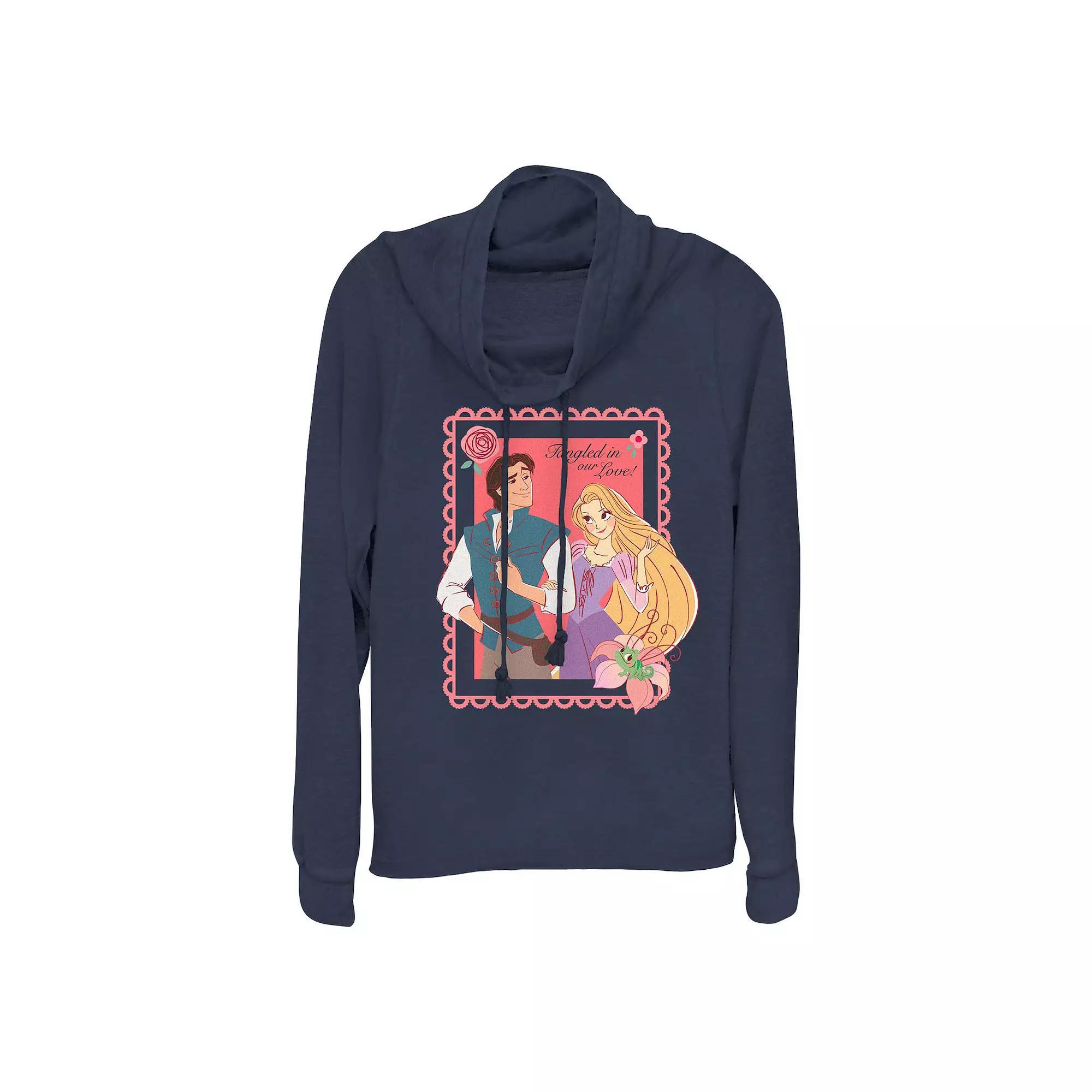 Disney's Tangled Flynn And Rapunzel Tangled In Our Love Plus Size Cowlneck Graphic Lightweight Long Sleeve, Women's, Size: 3XL, Blue Product Image