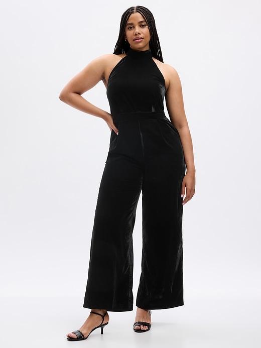 Velvet Halter Jumpsuit Product Image