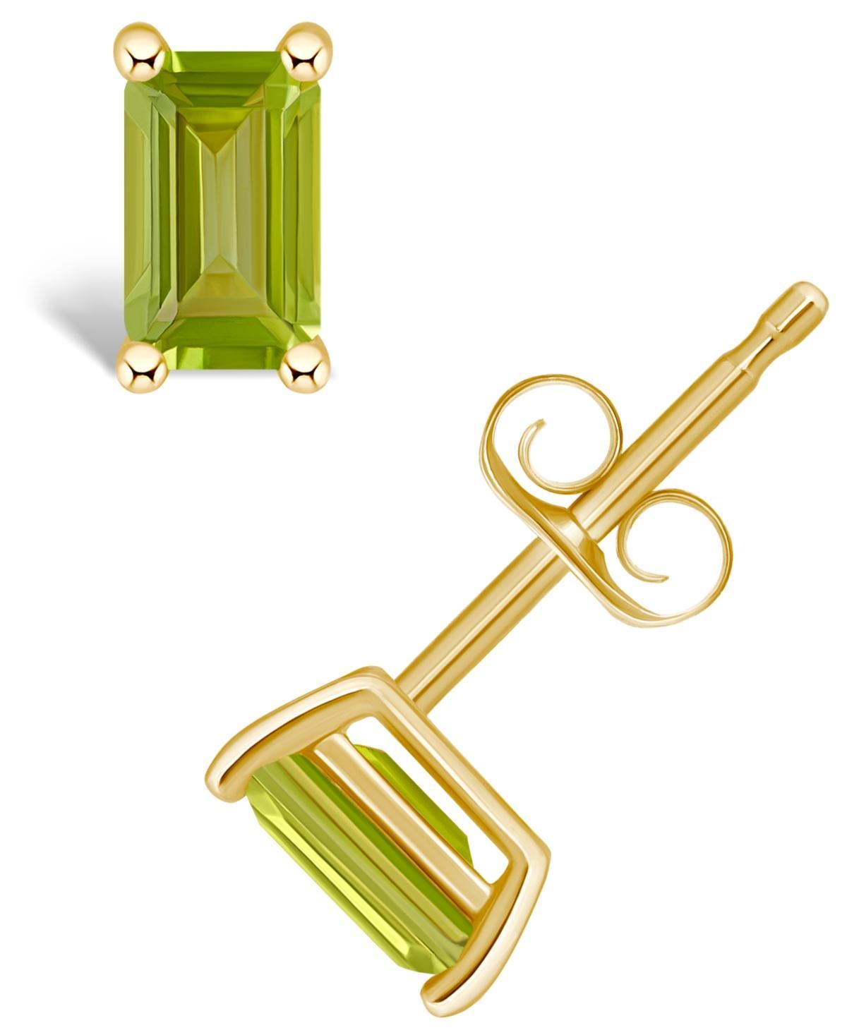 14k Gold Emerald Cut Birthstone Stud Earrings, Women's, Peridot Aug Product Image