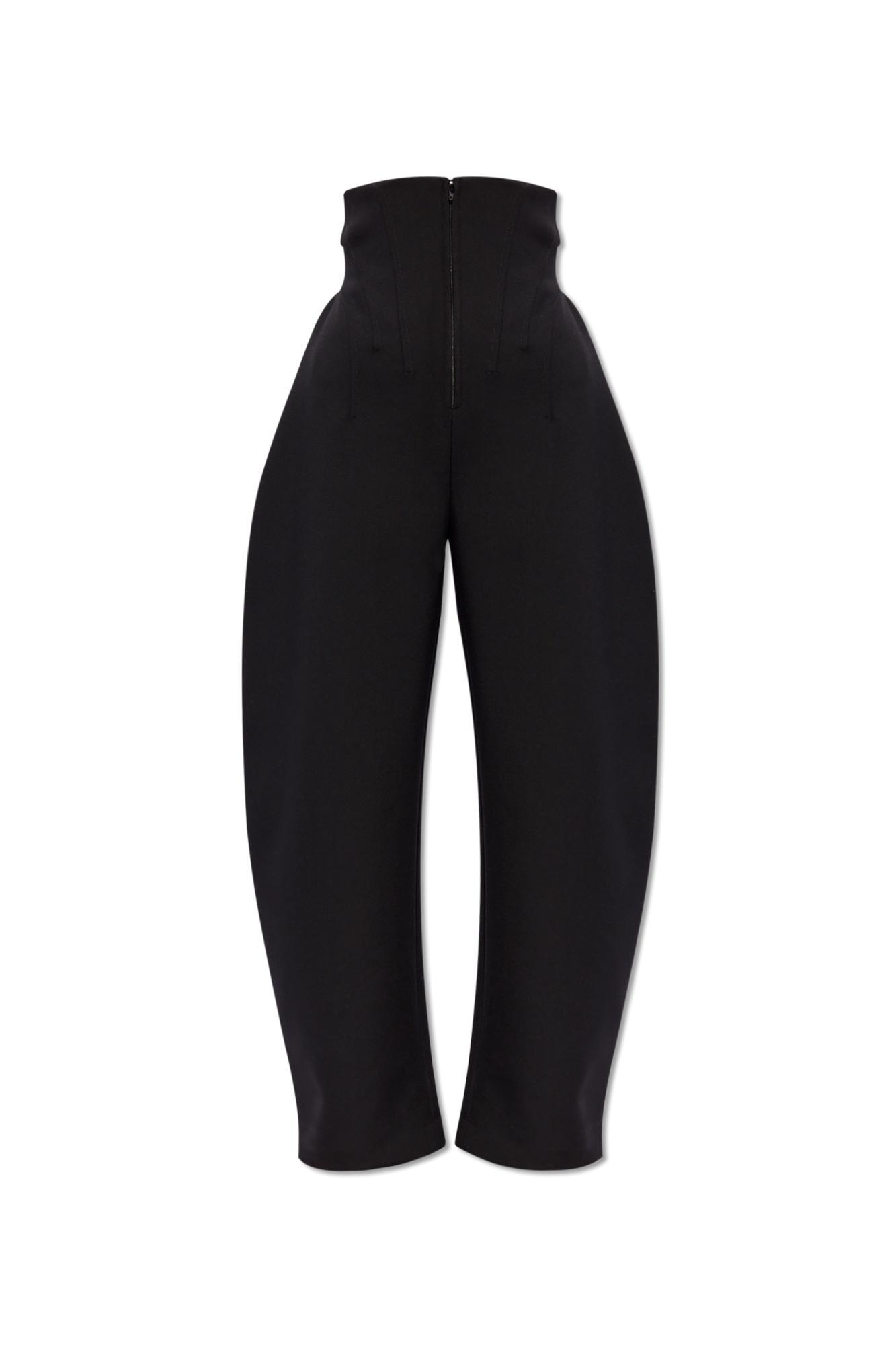 ALAÏA Stretch Wool Corset Trousers In Black Product Image