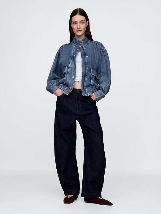 UltraSoft Denim Bomber Jacket Product Image