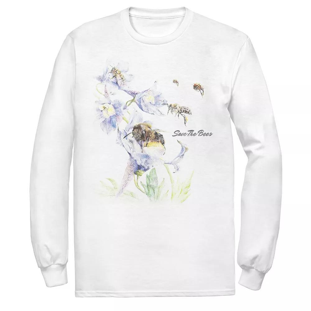 Men's Earth Day Save The Bees Floral Tee, Size: Large, White Product Image