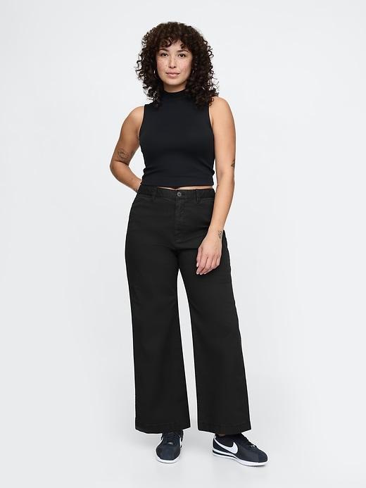 High Rise Stride Wide-Leg Ankle Khakis Product Image