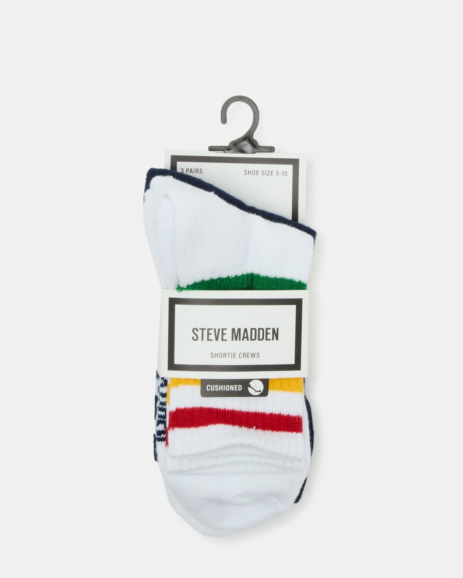 3 PACK STRIPED CREW SOCKS WHITE MULTI Female Product Image