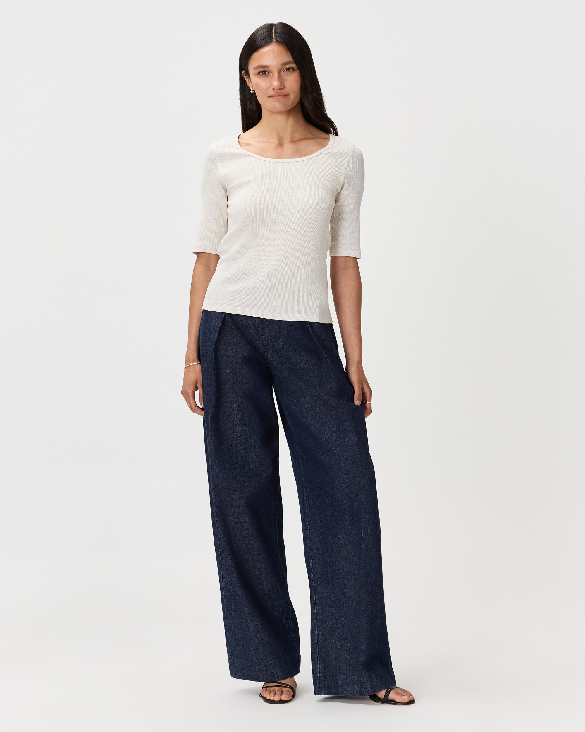 Quince | Women's Micro-Rib Elbow Sleeve T-Shirt Organic Cotton Product Image