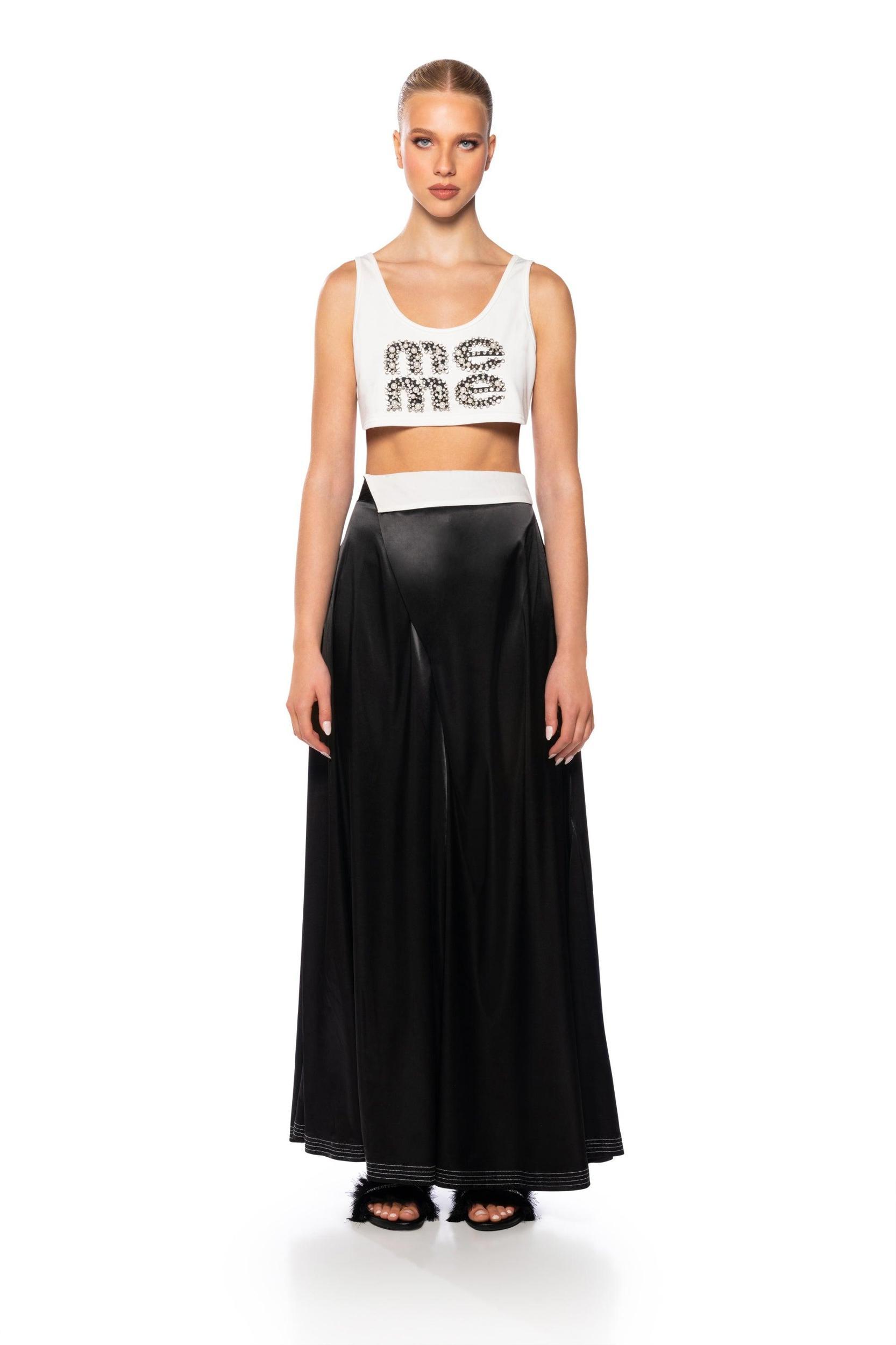 RISKY BUSINESS WRAP AROUND WIDE LEG SATIN PANT Product Image