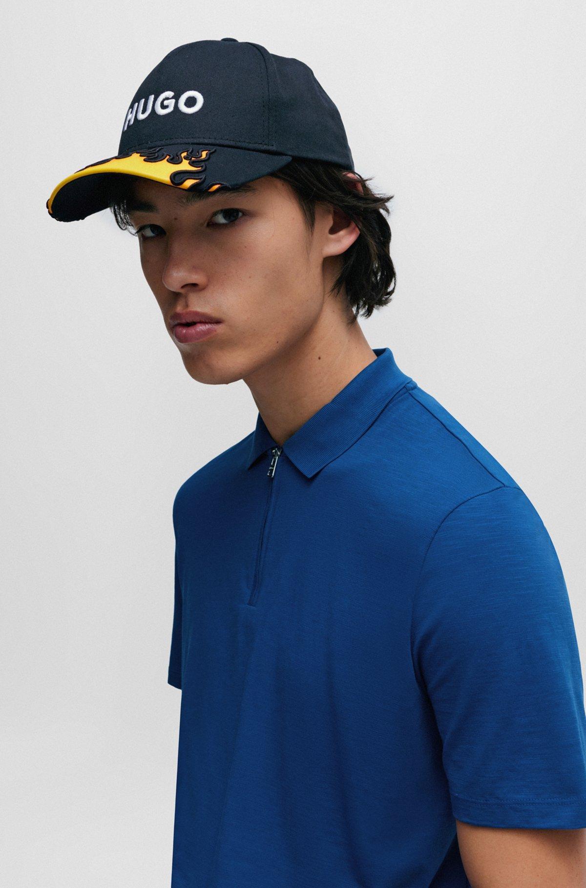 Cotton-blend polo shirt with zip placket Product Image