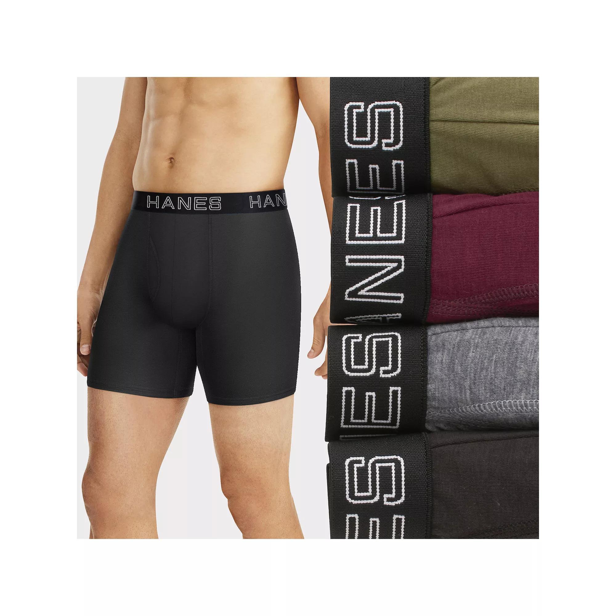 Hanes Ultimate 4-Pack Men's Comfort Flex Fit Total Support Pouch Boxer Briefs, Size: Small, Black Gray Olive Product Image