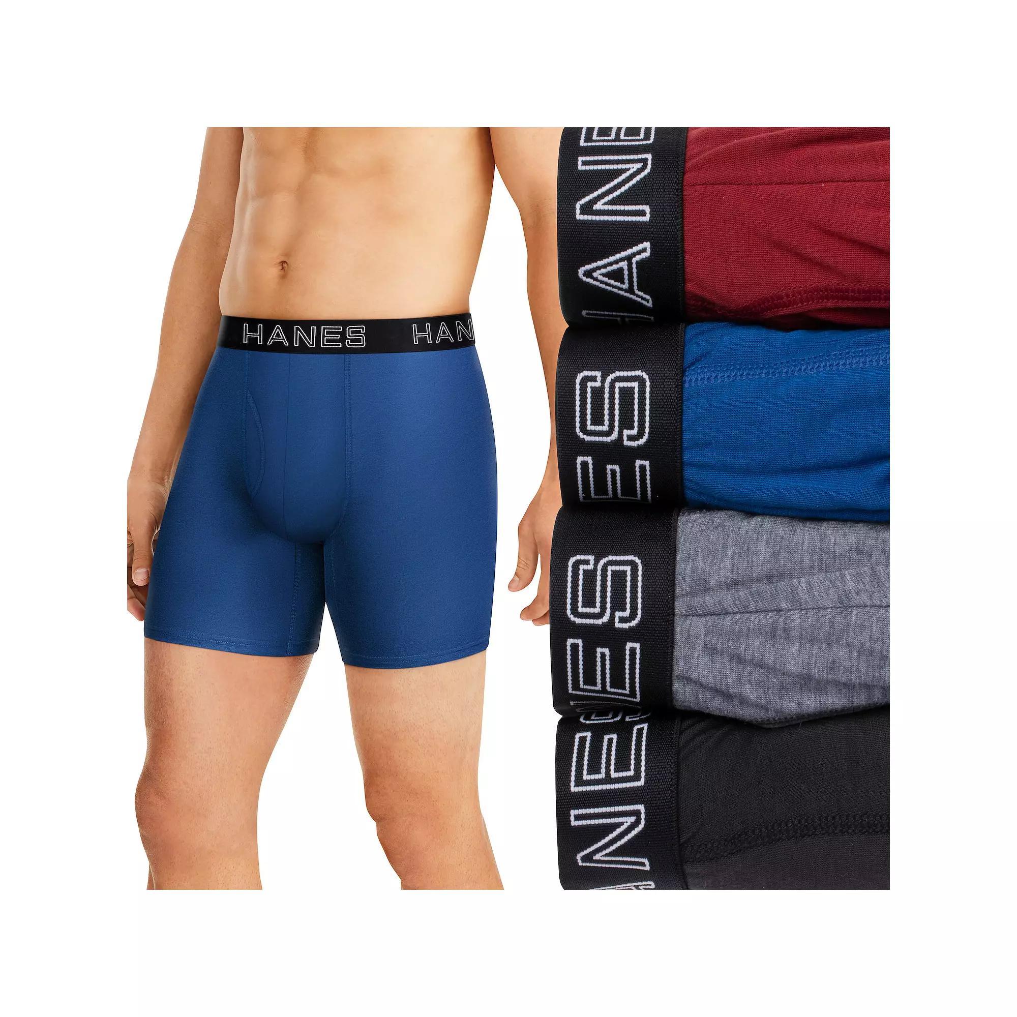 Hanes Ultimate 4-Pack Men's Comfort Flex Fit Total Support Pouch Boxer Briefs, Size: Large, Black Gray Product Image