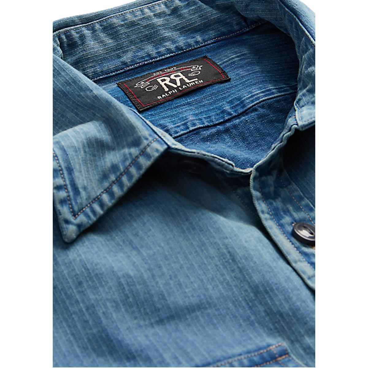 Indigo Herringbone Twill Workshirt Faded Indigo Product Image