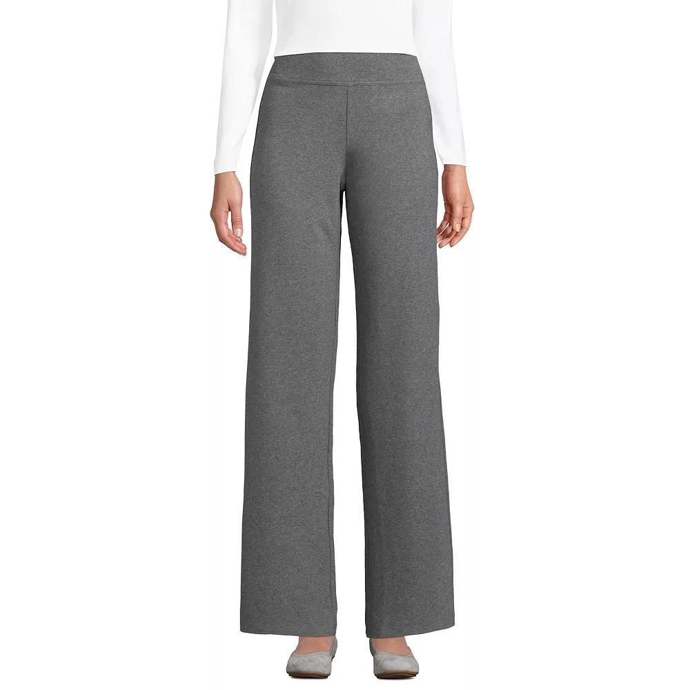 Women's Lands' End Starfish Mid Rise Wide Leg Pull On Pants, Size: Small, Grey Heather Product Image