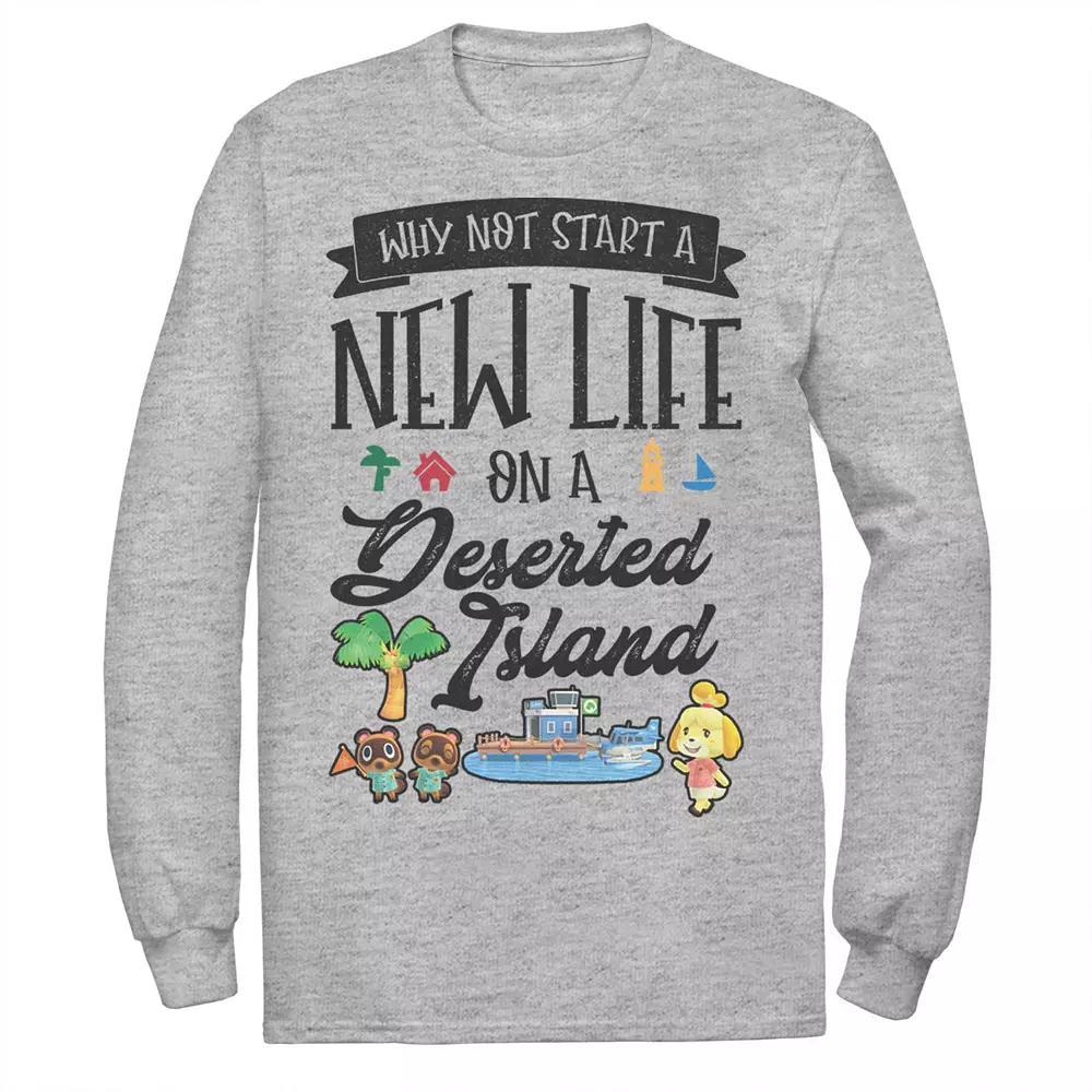 Men's Animal Crossing New Horizons Why Not Start A New Life Tee, Size: XL, Athletic Grey Product Image