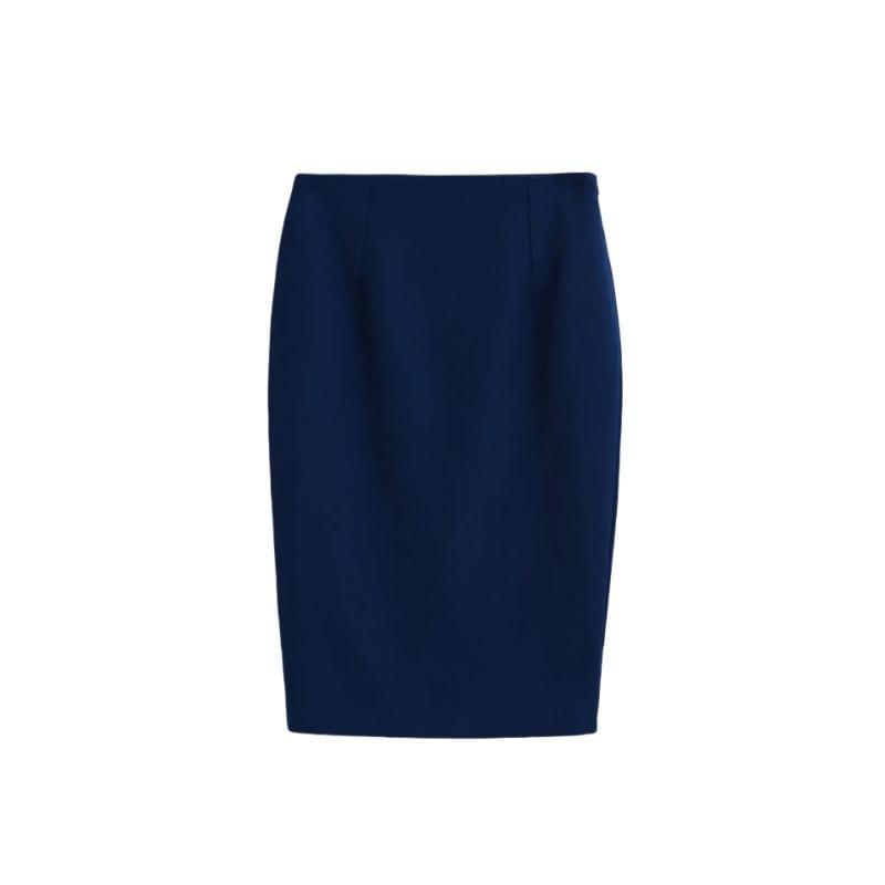 High Waist Plain Midi Pencil Skirt Product Image