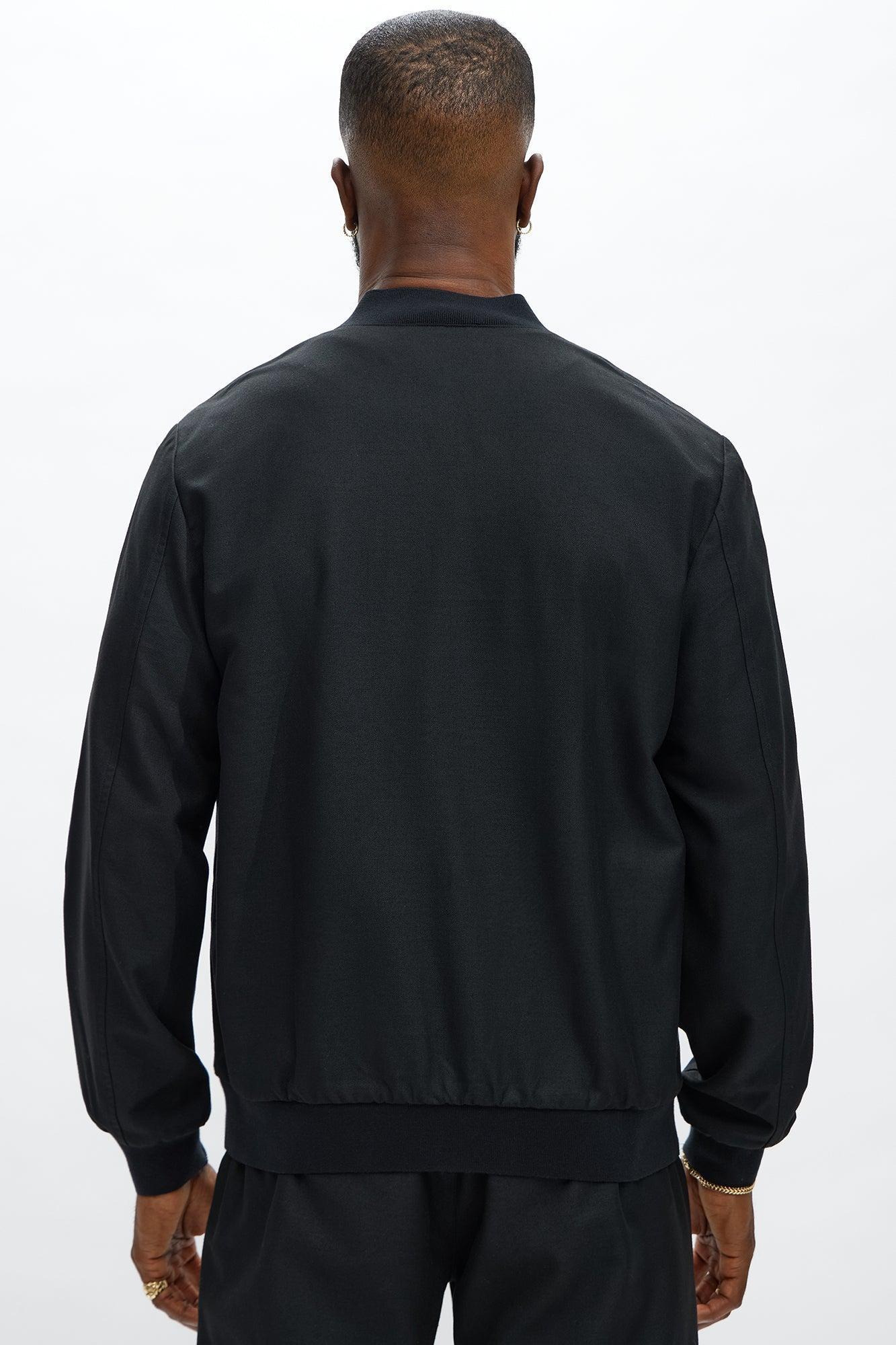 Slim Modern Two-Way Zipper Everyday Bomber - Black Product Image