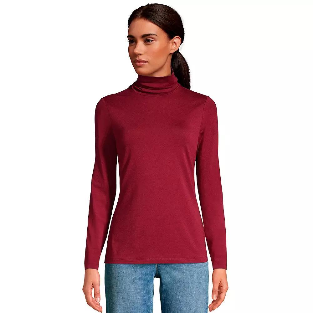 Womens Lands End Lightweight Fitted Turtleneck Radiant Blue Product Image