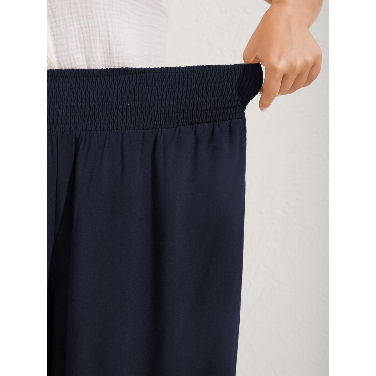 Plus Size Ruffled Curvy Hem Wide-Leg Pants Women Plum Resort Wide Leg Mid Rise Vacation Pants BloomChic 10/M Product Image