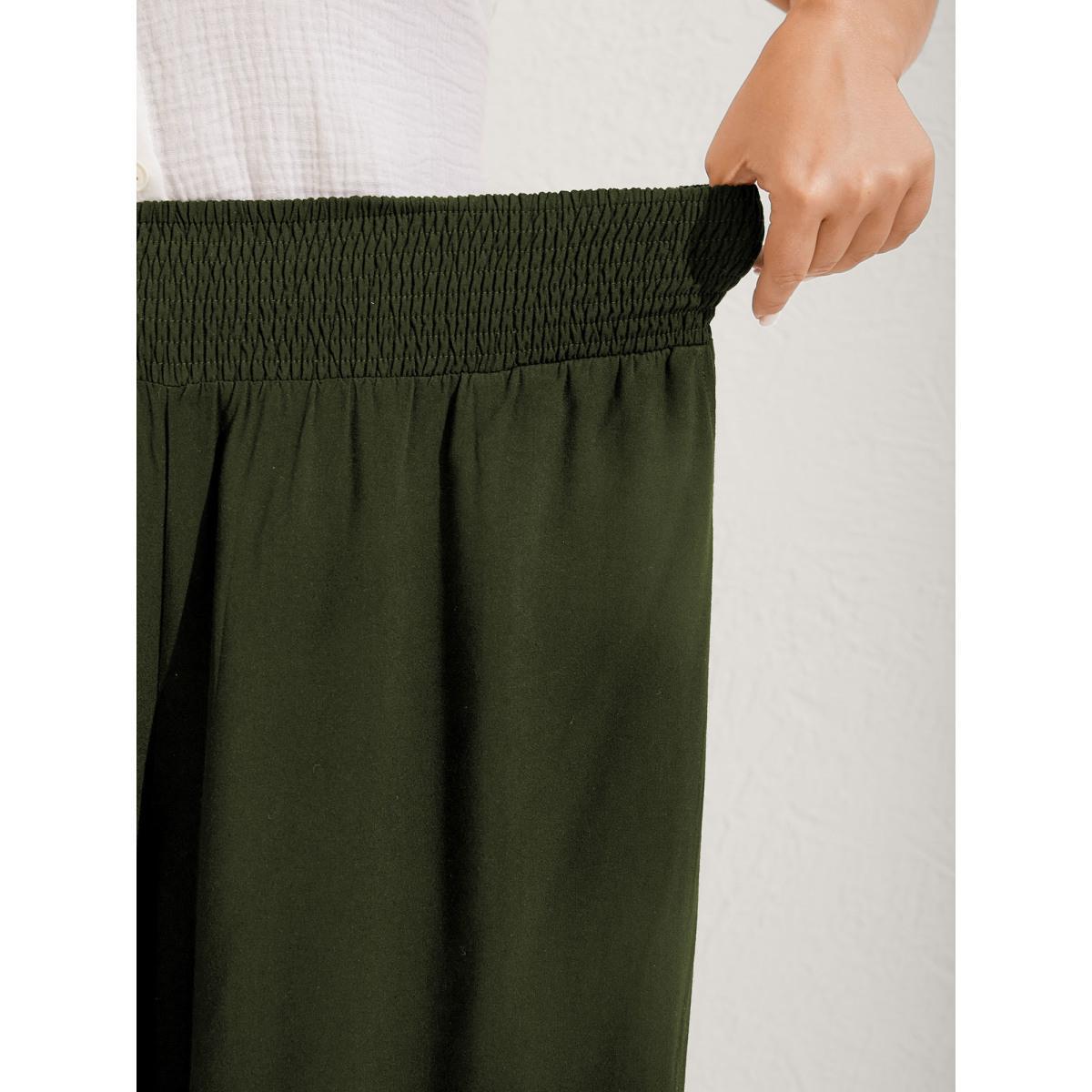 Plus Size Ruffled Curvy Hem Wide-Leg Pants Women Plum Resort Wide Leg Mid Rise Vacation Pants BloomChic 10/M Product Image