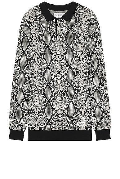 WACKO MARIA Python Knit Polo in White Product Image