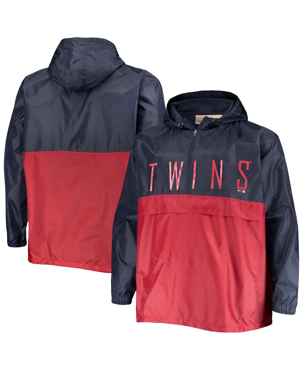 Men's Navy/Red Minnesota Twins Big & Tall Split Body Anorak Half-Zip Jacket, Size: 2XB, Blue Product Image