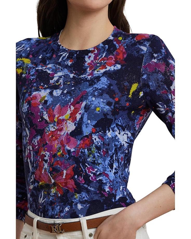 Women's Lauren Ralph Lauren Petite Print Cotton-Blend Sweater Product Image