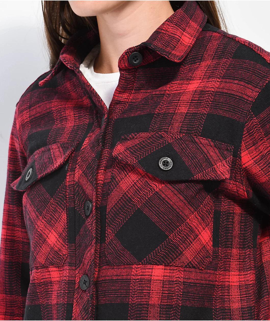Dravus Cairn Red & Black Sherpa Flannel Shirt Product Image