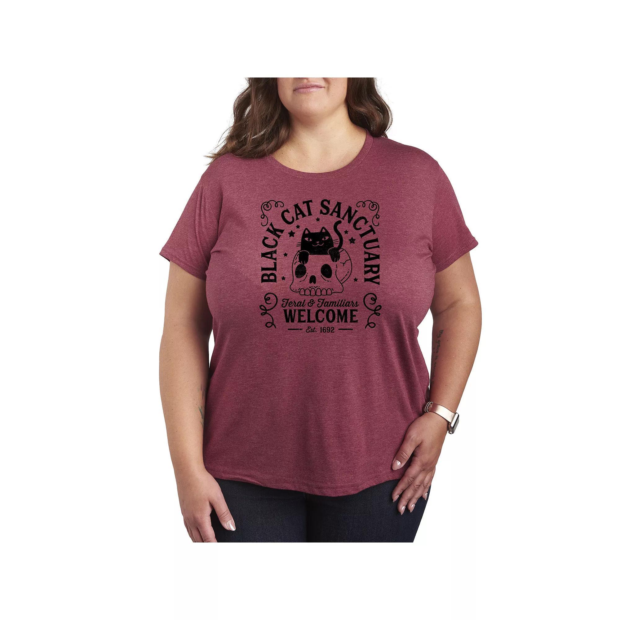 Plus Size Black Cat Sanctuary Graphic Tee, Womens Product Image