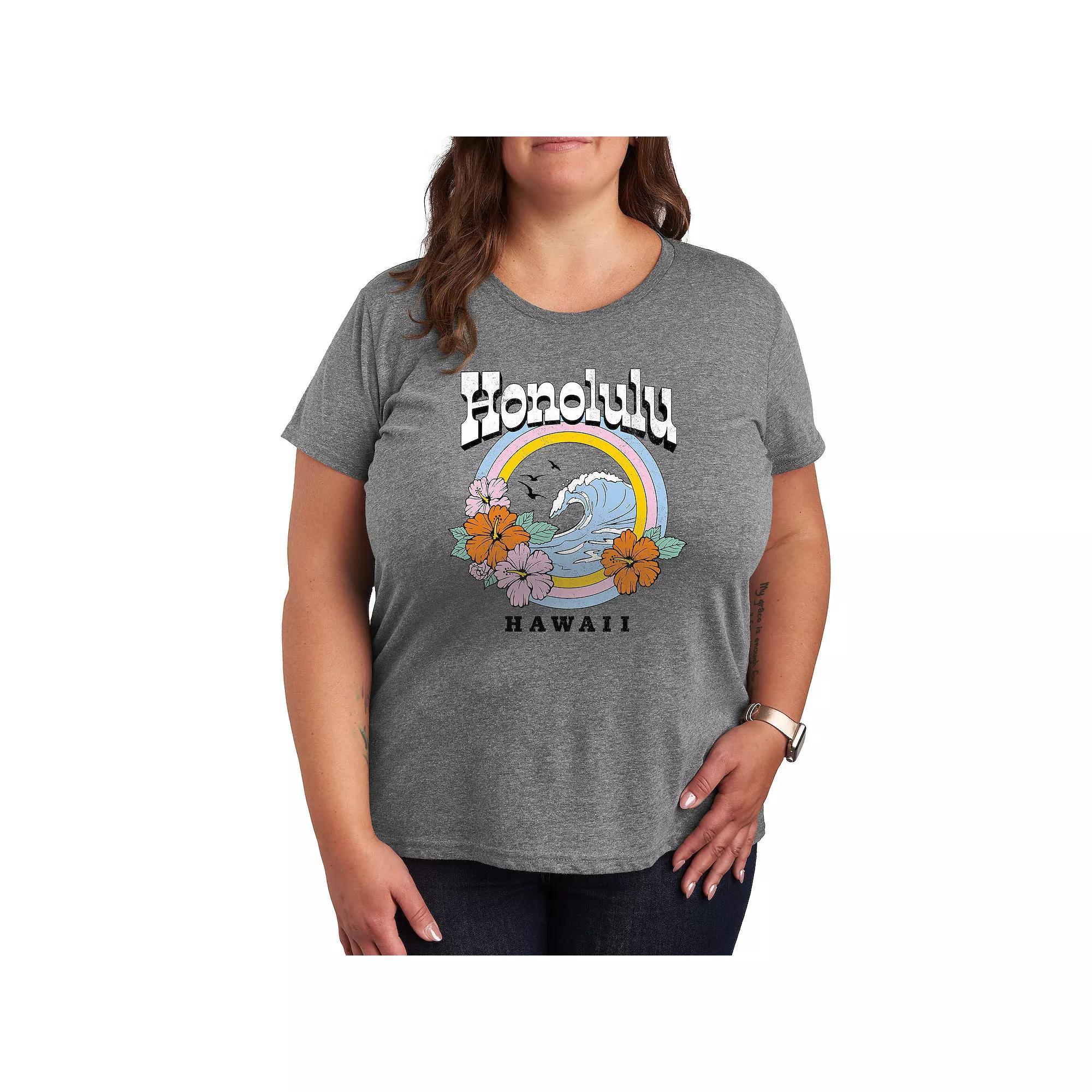 Plus Size Honolulu Hawaii Graphic Tee, Womens Grey Gray Product Image