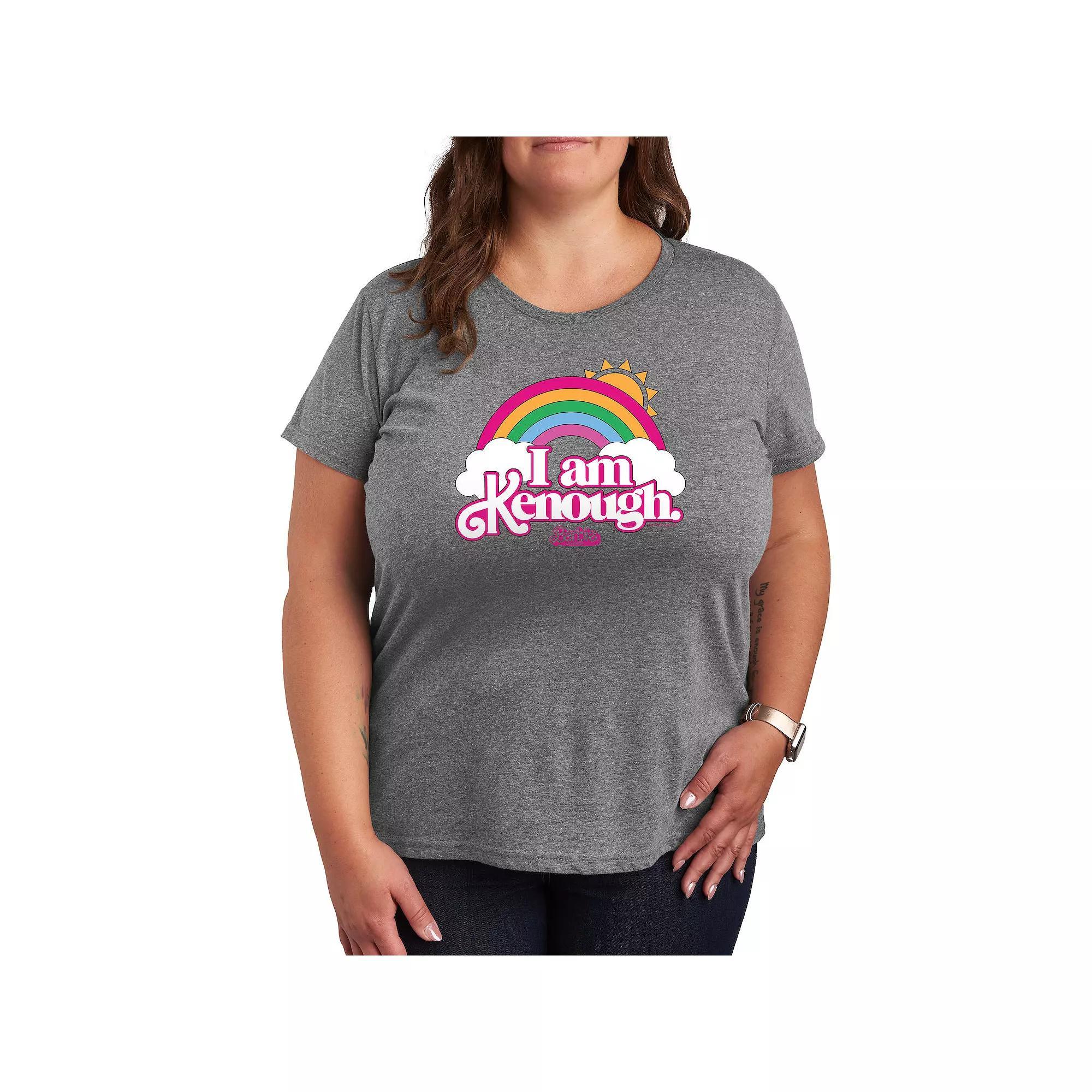 Plus Size Barbie The Movie Kenough Rainbow Graphic Tee, Womens Heather Grey Product Image