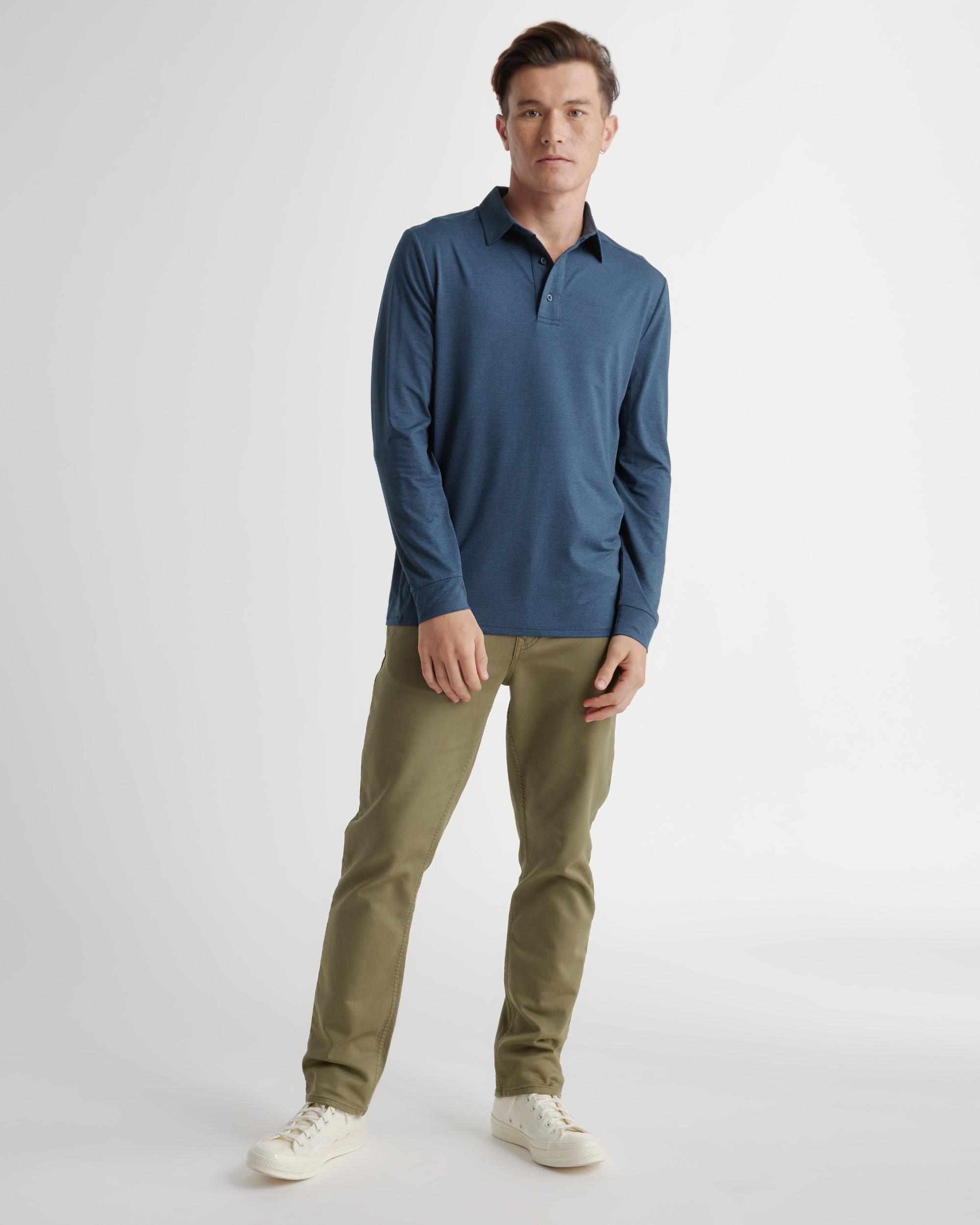 Quince | Men's Flowknit Breeze Performance Long Sleeve Polo Size XL, Recycled Polyester Product Image