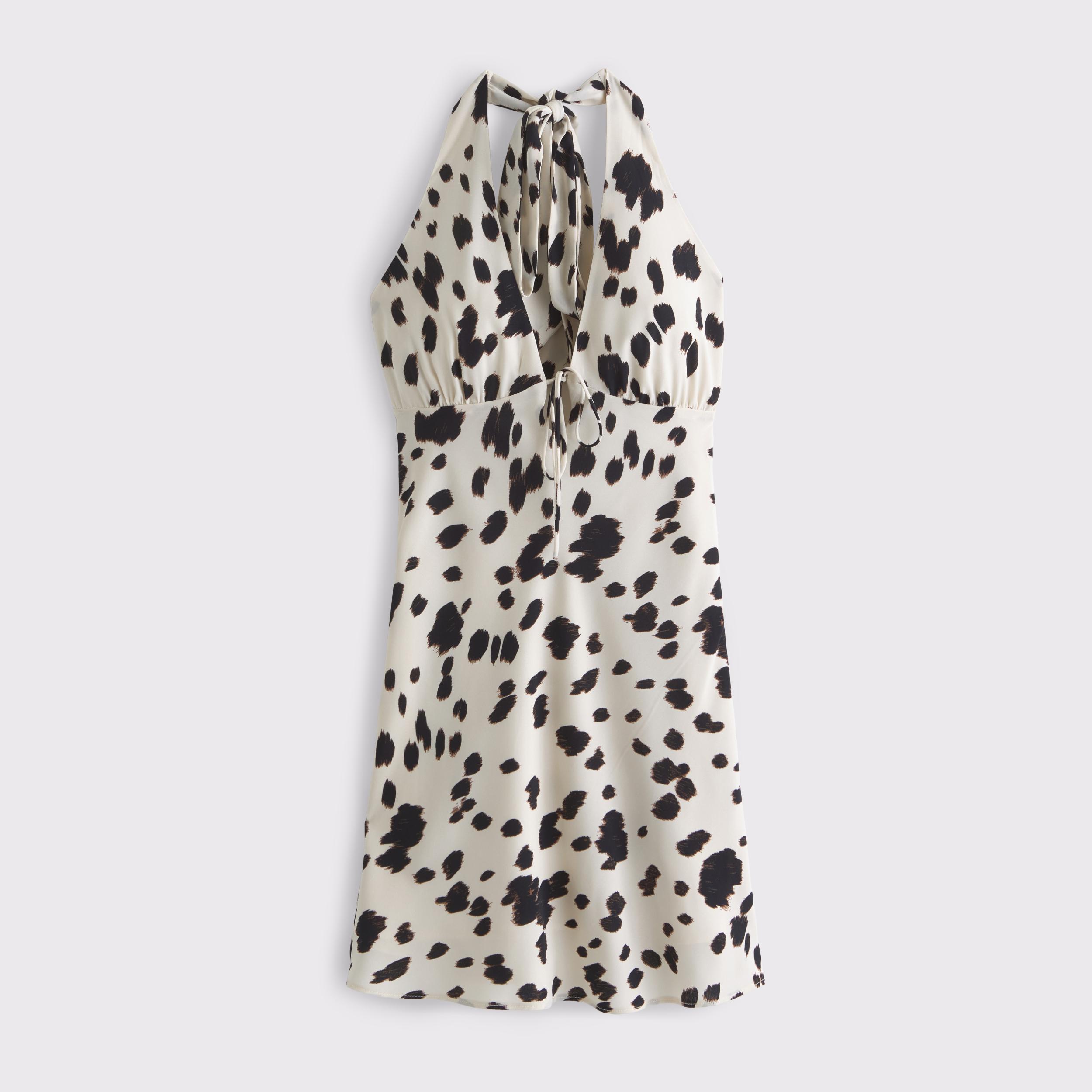 Halter Tie-Front Slip Mini Dress Product Image