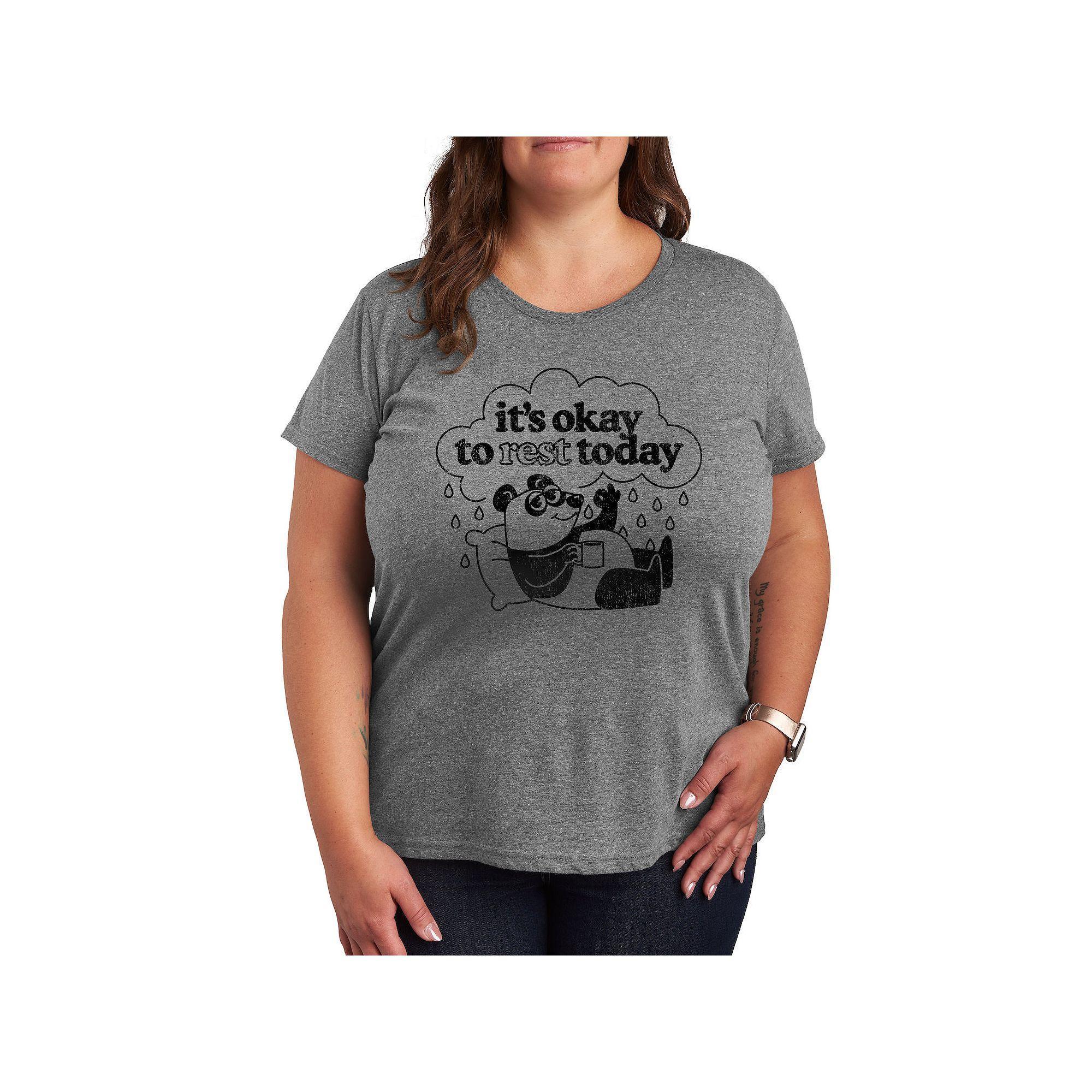 Plus Go With The Flow Wave Graphic Tee, Womens Grey Royal Blue Product Image