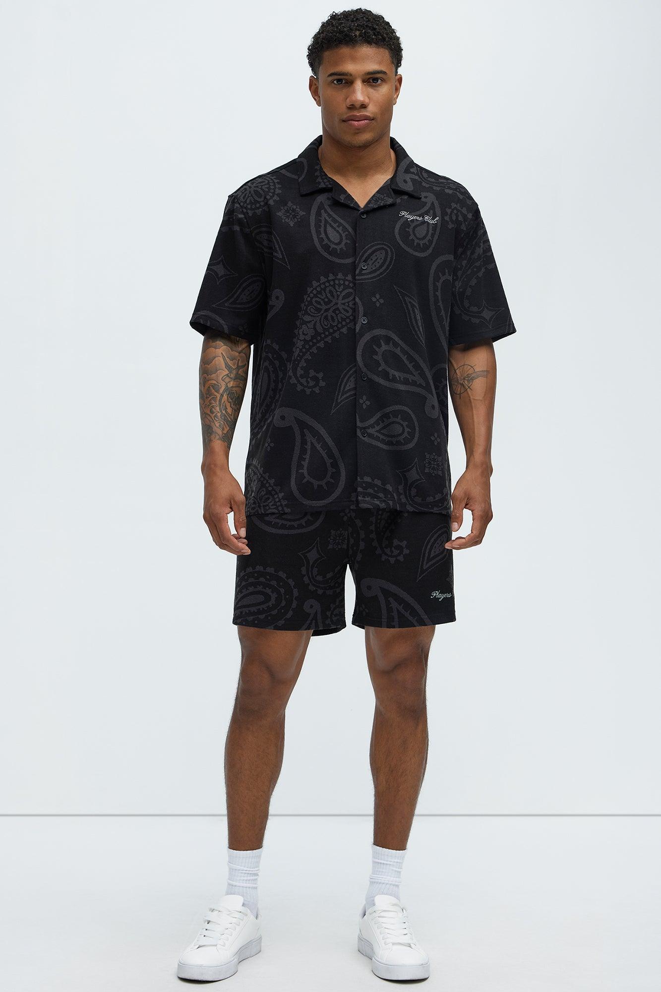 Heritage Paisley Short Sleeve Button Up - Black Product Image