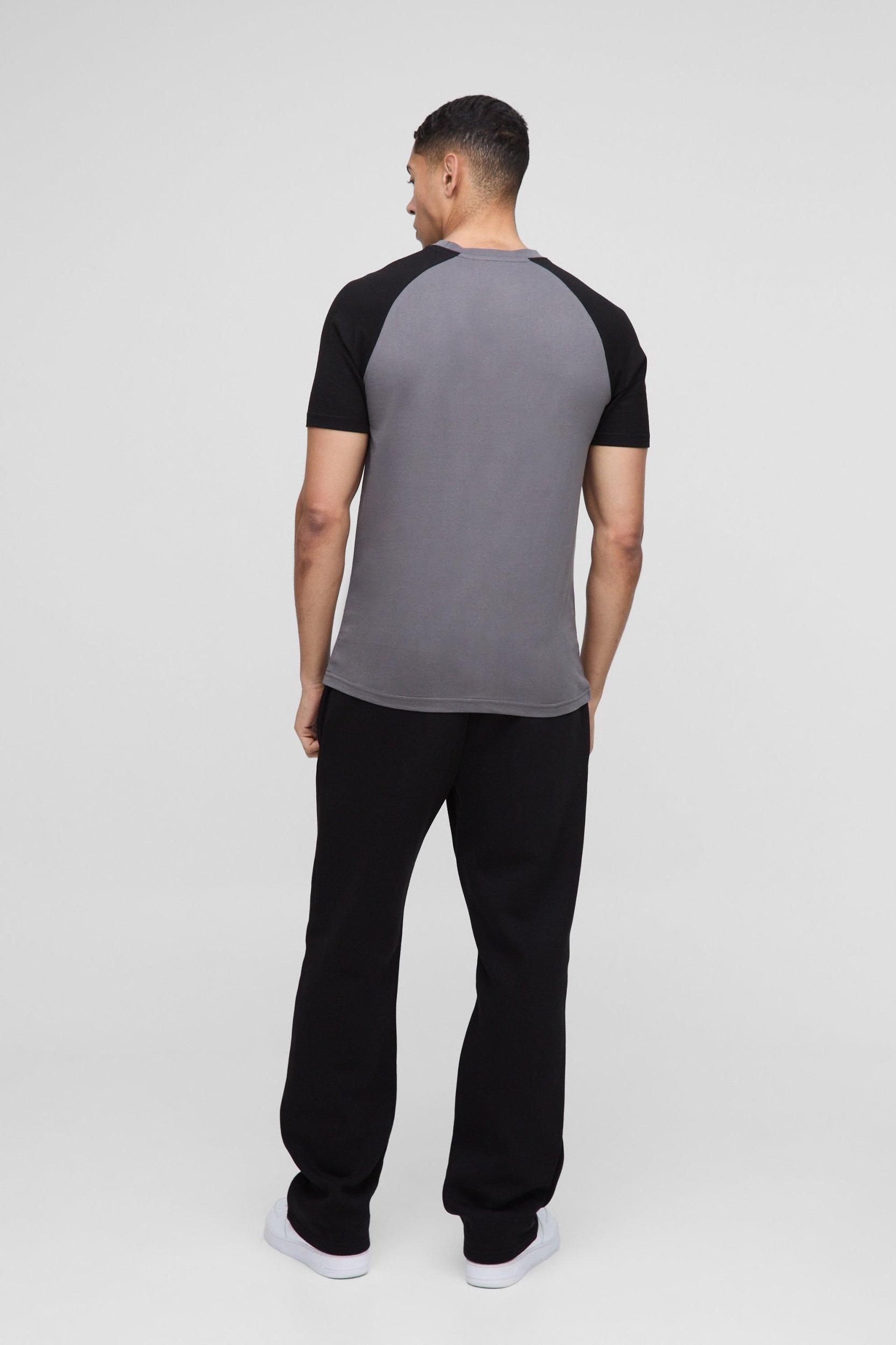 Slim Fit Man Colour Block Raglan T-Shirt | boohooMAN USA Product Image
