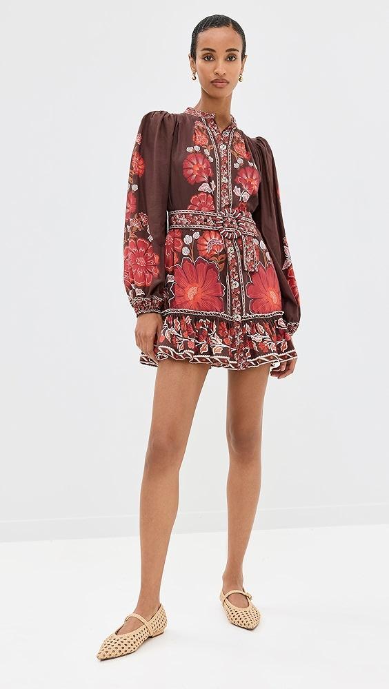 FARM Rio Gigi Tapestry Brown Mini Dress | Shopbop Product Image