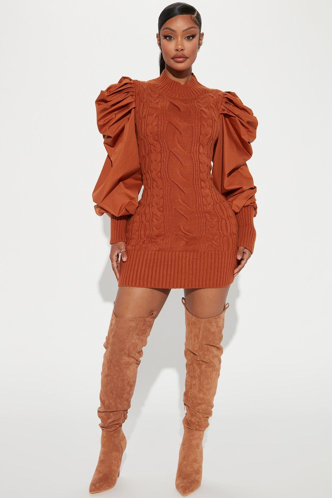 Sass And Class Sweater Mini Dress - Rust Product Image