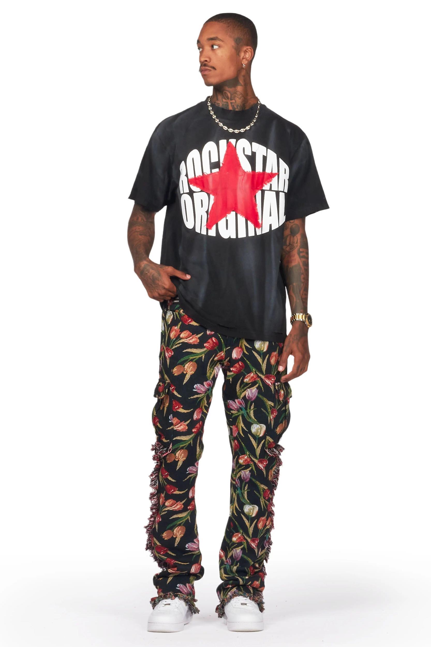 Ayami Black Slim Tapestry Flare Jean Male Product Image