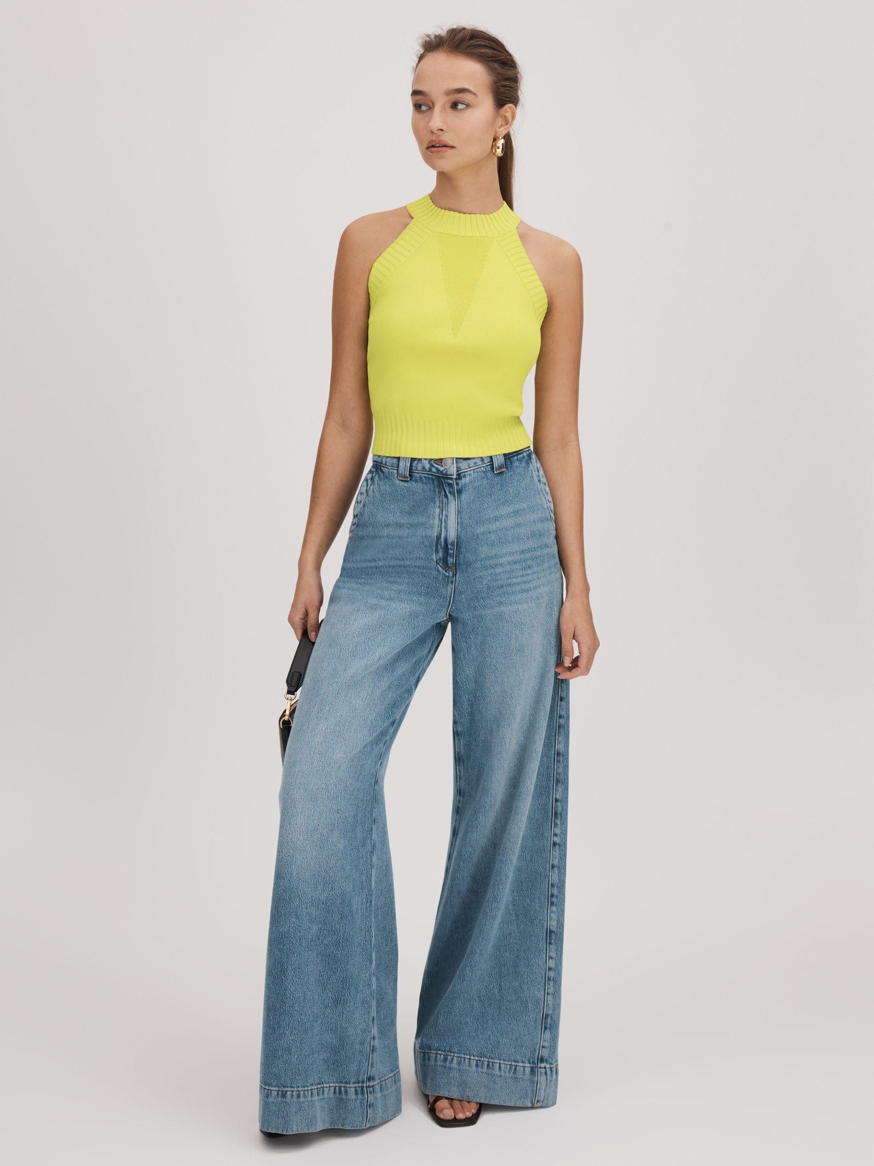 Florere Knitted Halter Neck Vest in Lime Product Image