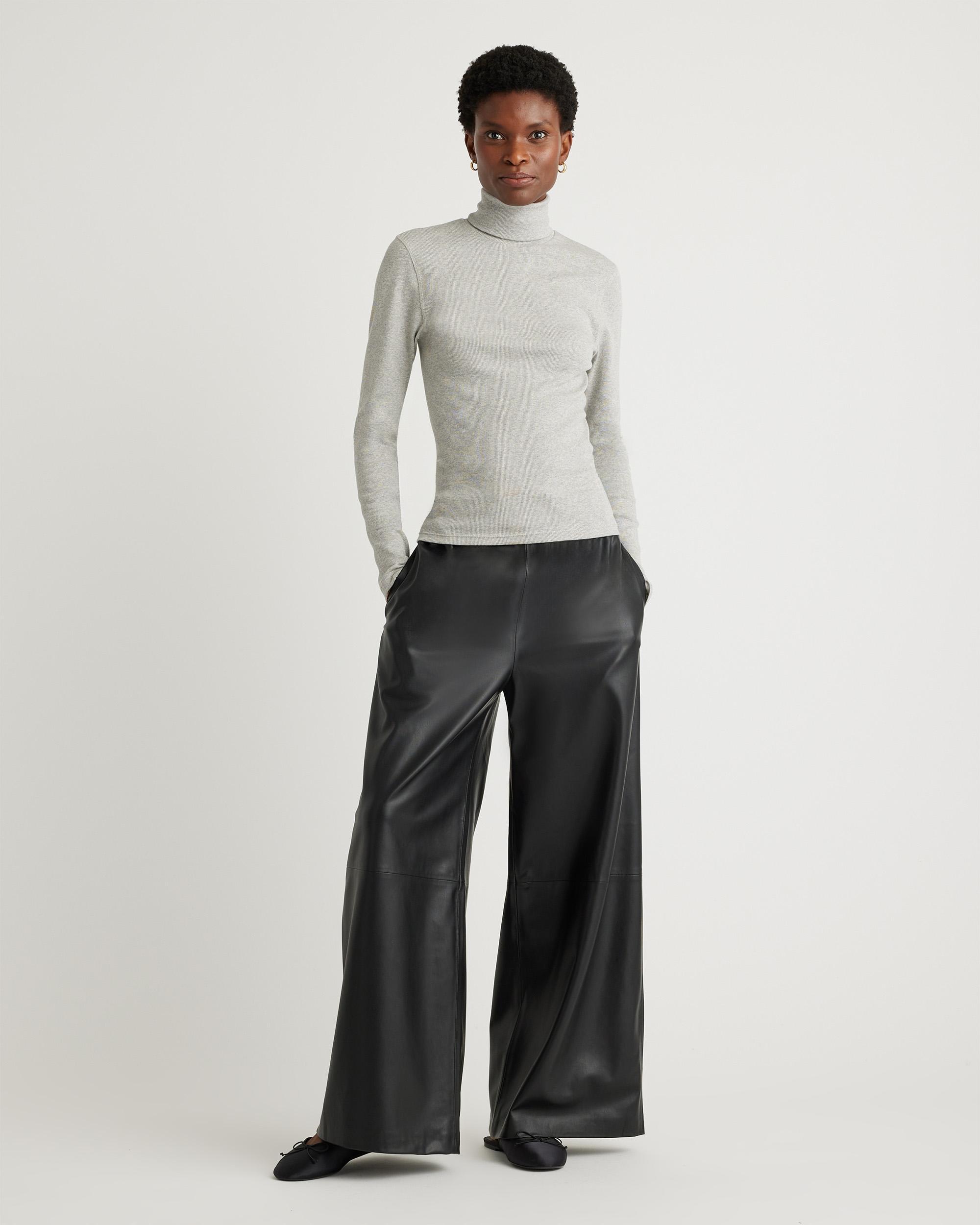 Quince | Women's Micro-Rib Turtleneck Sweater Size XL, Organic Cotton Product Image