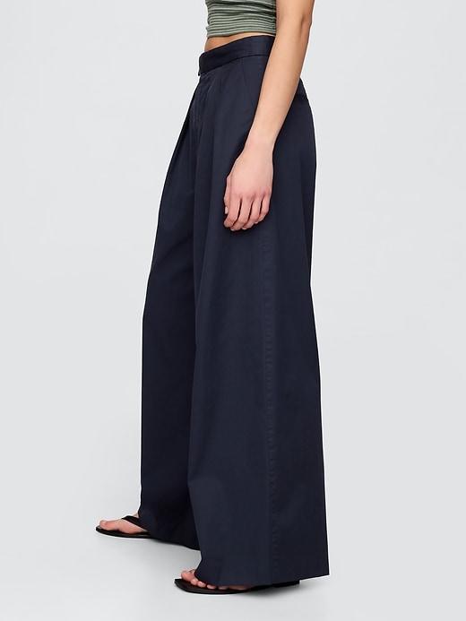 High Rise Twill Pleated Wide-Leg Khakis Product Image