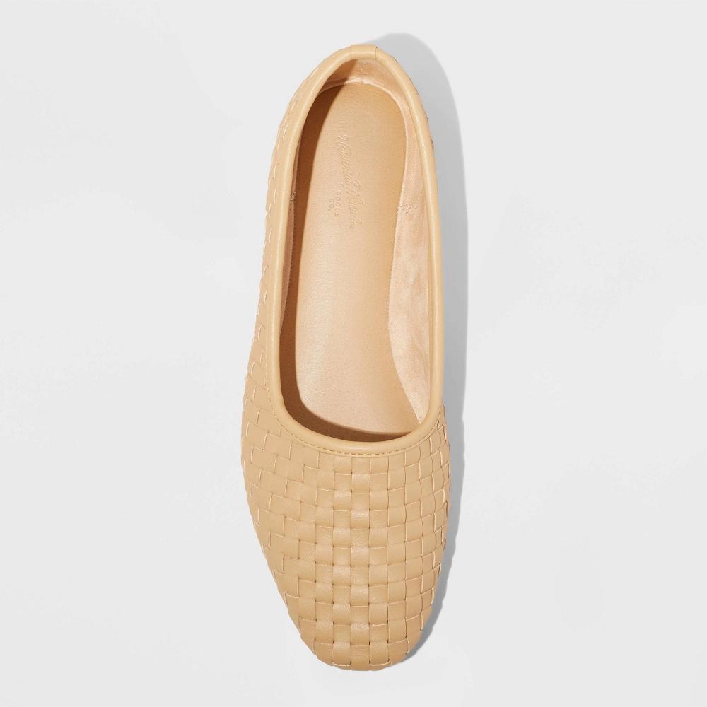 Womens Lorna Woven Ballet Flats - Universal Thread Tan 11: Cushioned Insole, Slip On, Square Toe Product Image